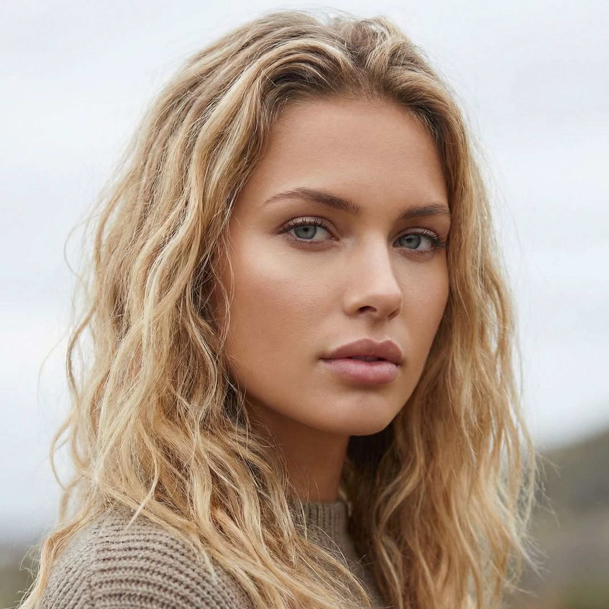 Blond naturel ondulé, balayage lumineux